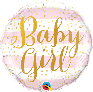 9 INCH FOIL BABY GIRL PINK STRIPES 1CTL