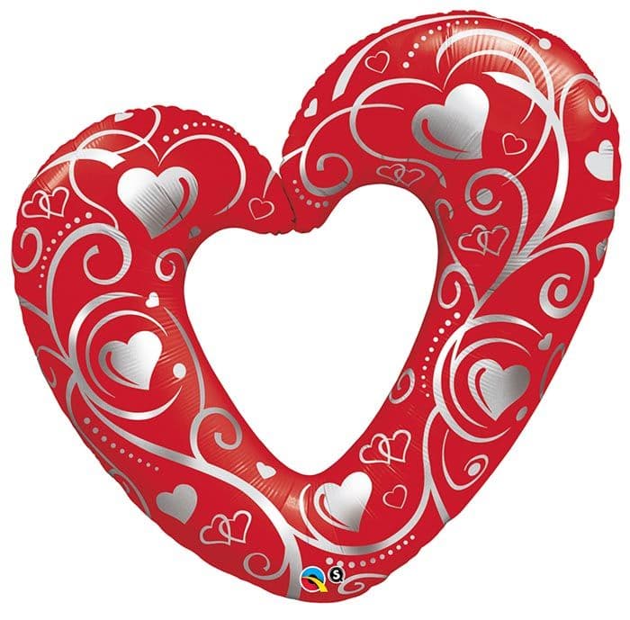 42 INCH FOIL SHAPE SW HEARTS & FILIGREE RED 1CTP