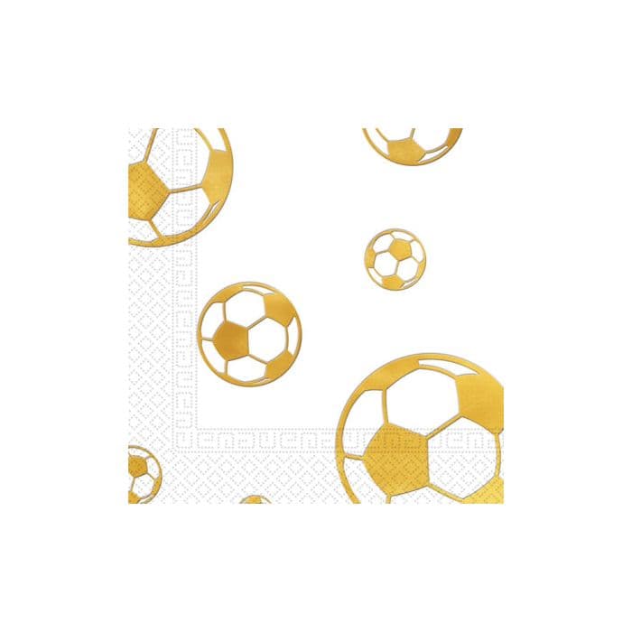FOOTBALL GOLD EMBOS 3PLY PAPER NAPKNS 33X33CM 15CT