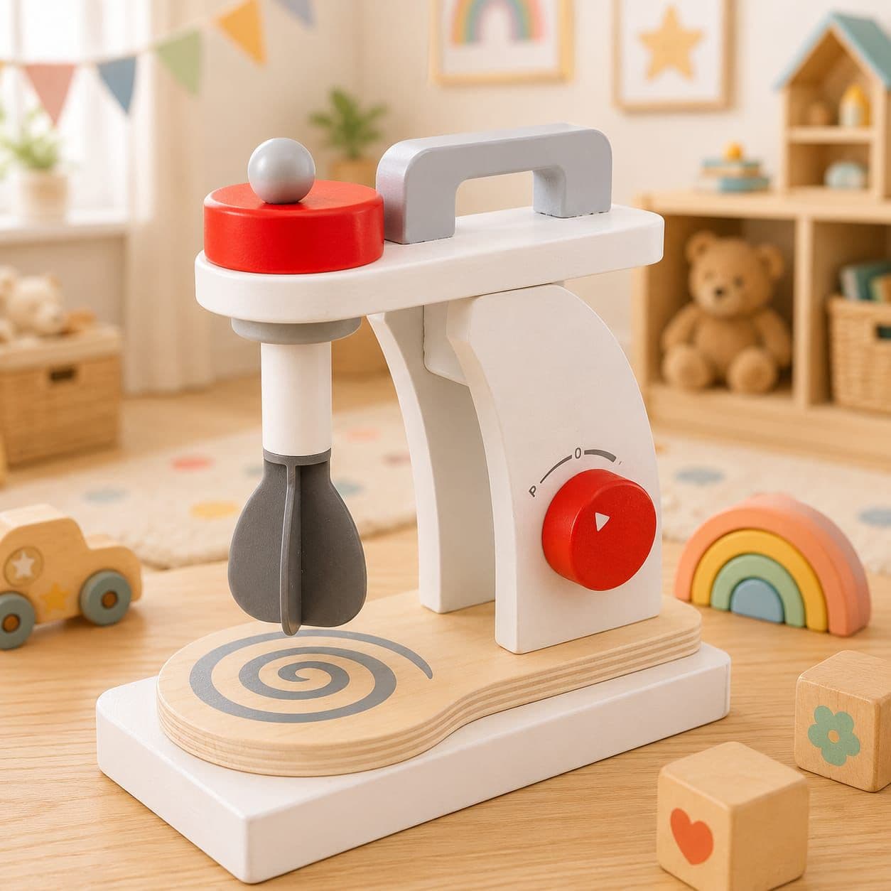 WOODEN KITCHEN BLENDER MIXER TOY FOR KIDS