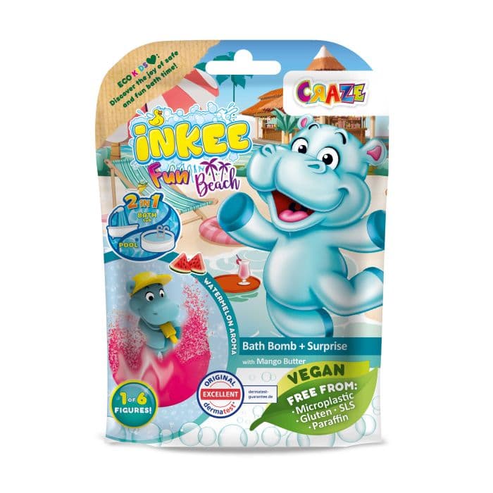 Inkee Surprise Bath Bomb Fun Beach Hippo