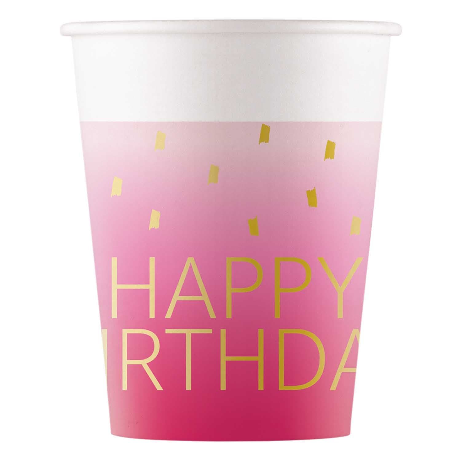 GOLDEN HB PINK PAPER CUPS 200ML 8CT