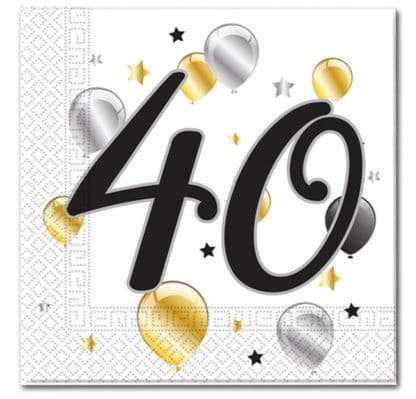 Milestone 40 Balon & Star Two Ply Npk 33x33cm 20ct