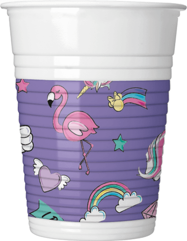 MINNIE UNICORN PLASTIC CUPS 200 ML 8CT