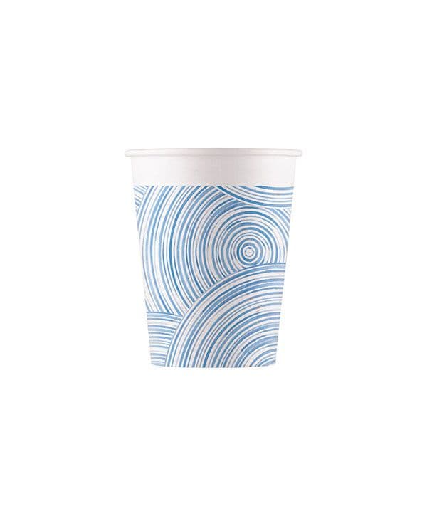 ECO COMPOST BLUE CIRCLES PAPER CUPS 200ML 8CT