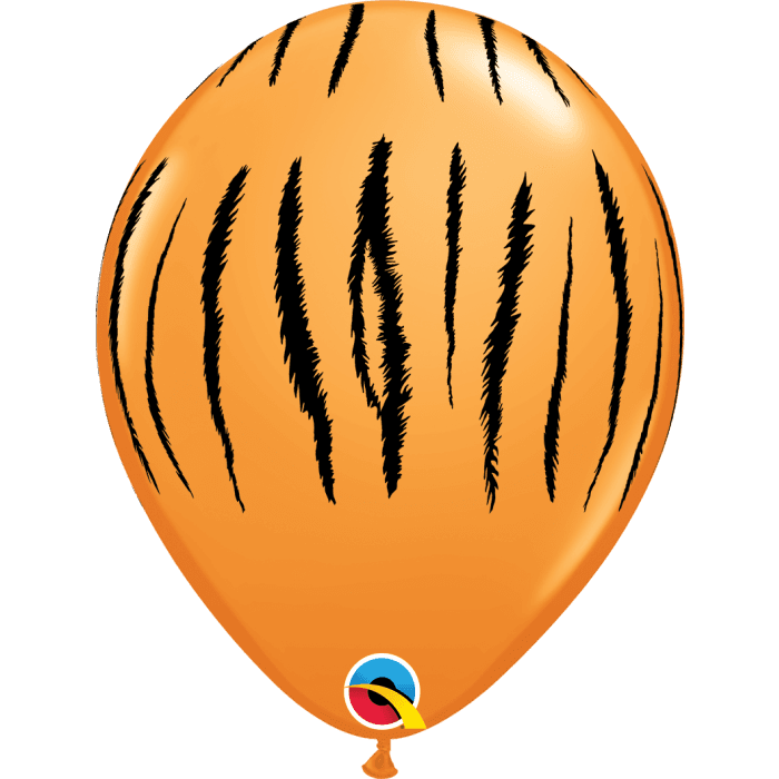 11 INCH LATEX RND ORANGE TIGER STRIPES 50CTP
