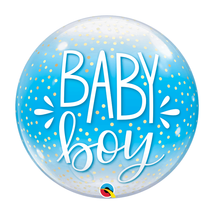 22 INCH SINGLE BUBBLE BABY BOY BLUE & CONFETTI DOT