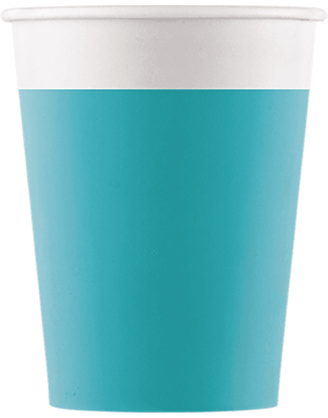 SOLID TURQUOISE PAPER CUPS 200ML 8CT