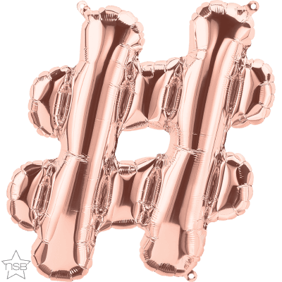 16 IN FOIL HASHTAG ROSE GOLD AIR FILLED 1CTP