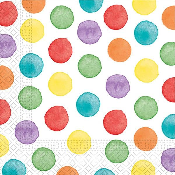 MULTIWATERCOLOR DOTS 2PLY PAPR NAPKNS 33X33CM 20CT
