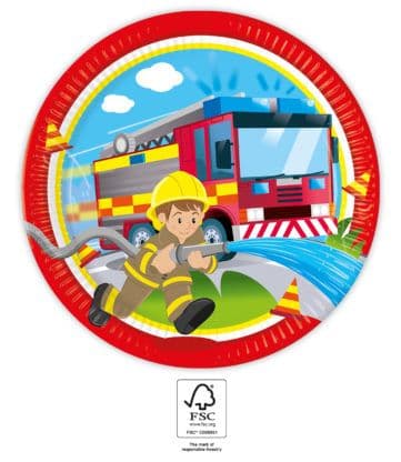Firefighters Paper Plates Large 23cm 8ct