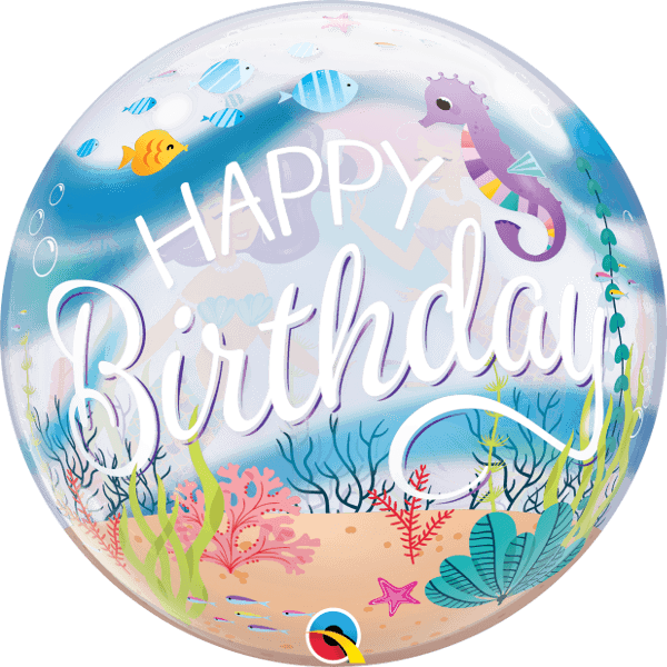 22 INCH SINGLE BUBBLE HAPPY BDAY MERMAID 1CTP
