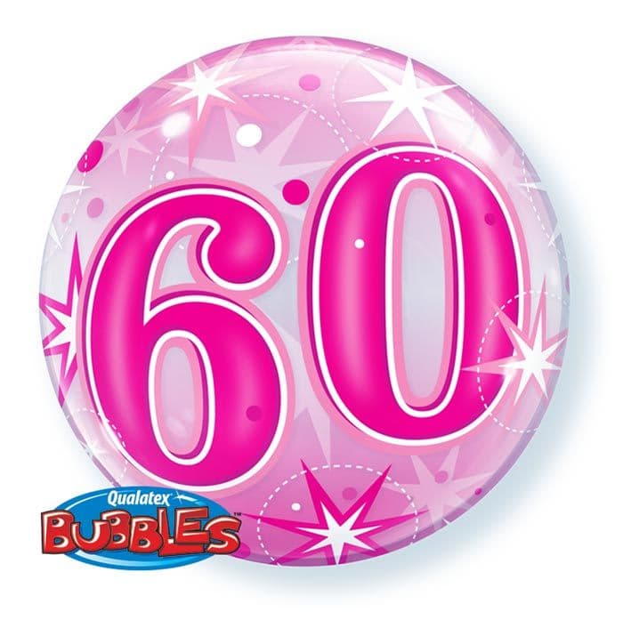 22 INCH SINGLE BUBBLE 60 PNK STARBURST SPRKLE 1CTP