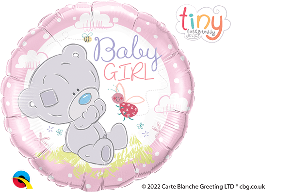 18 INCH FOIL RND TINY TATTY TEDDY BABY GIRL 1CTP