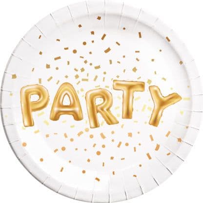 Gold Party Paper Plates Large 23cm 8ct