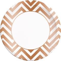 Classic Copper Chevron Paper Plates Large 23cm 8ct