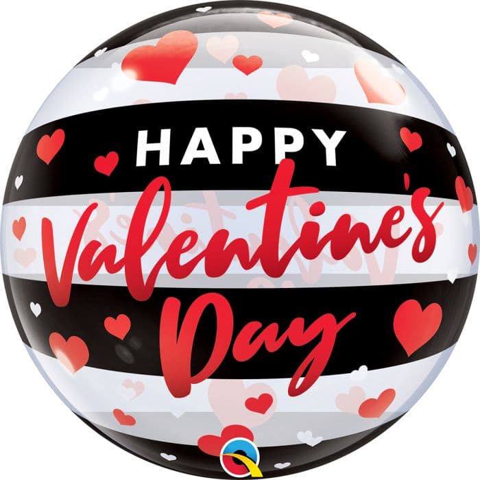22 INCH SINGLE BUBBLE VDAY BLACK STRIPES 1CTP
