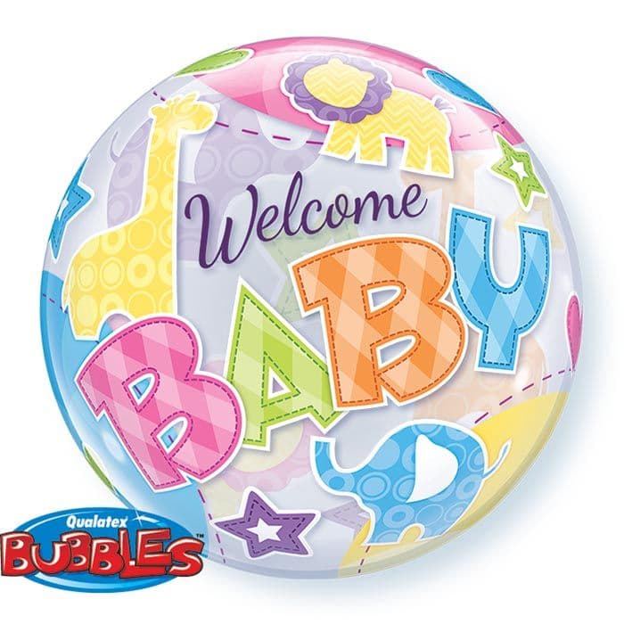 22 INCH SINGLE BUBBLE WELCME BBY ANIMAL PATNS 1CTP