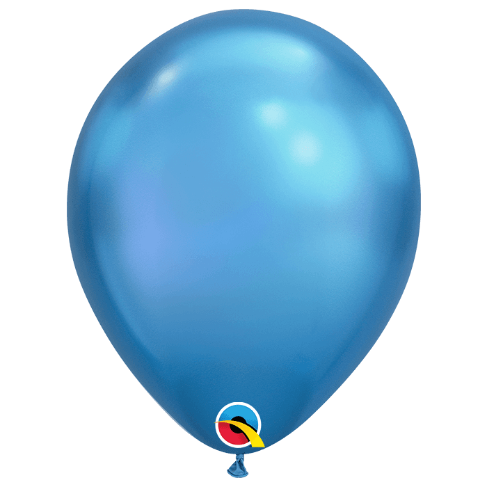 7 INCH LATEX RND CHROME BLUE AIR FILLED 100CT