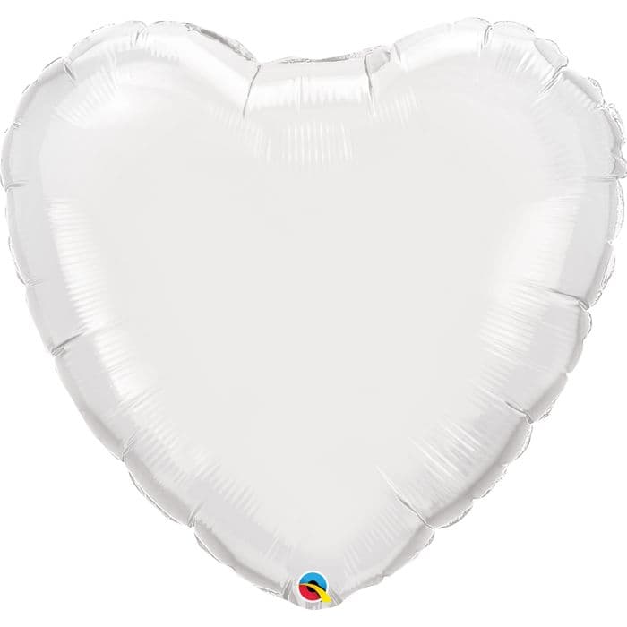 36 INCH FOIL WHITE HEART PLAIN