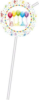 HPY BDAY STREAMR MEDALION FLEXI DRINKING STRAW 6CT