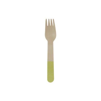 ECO WOODEN LIME GREEN CHEVRON FORKS 8CT