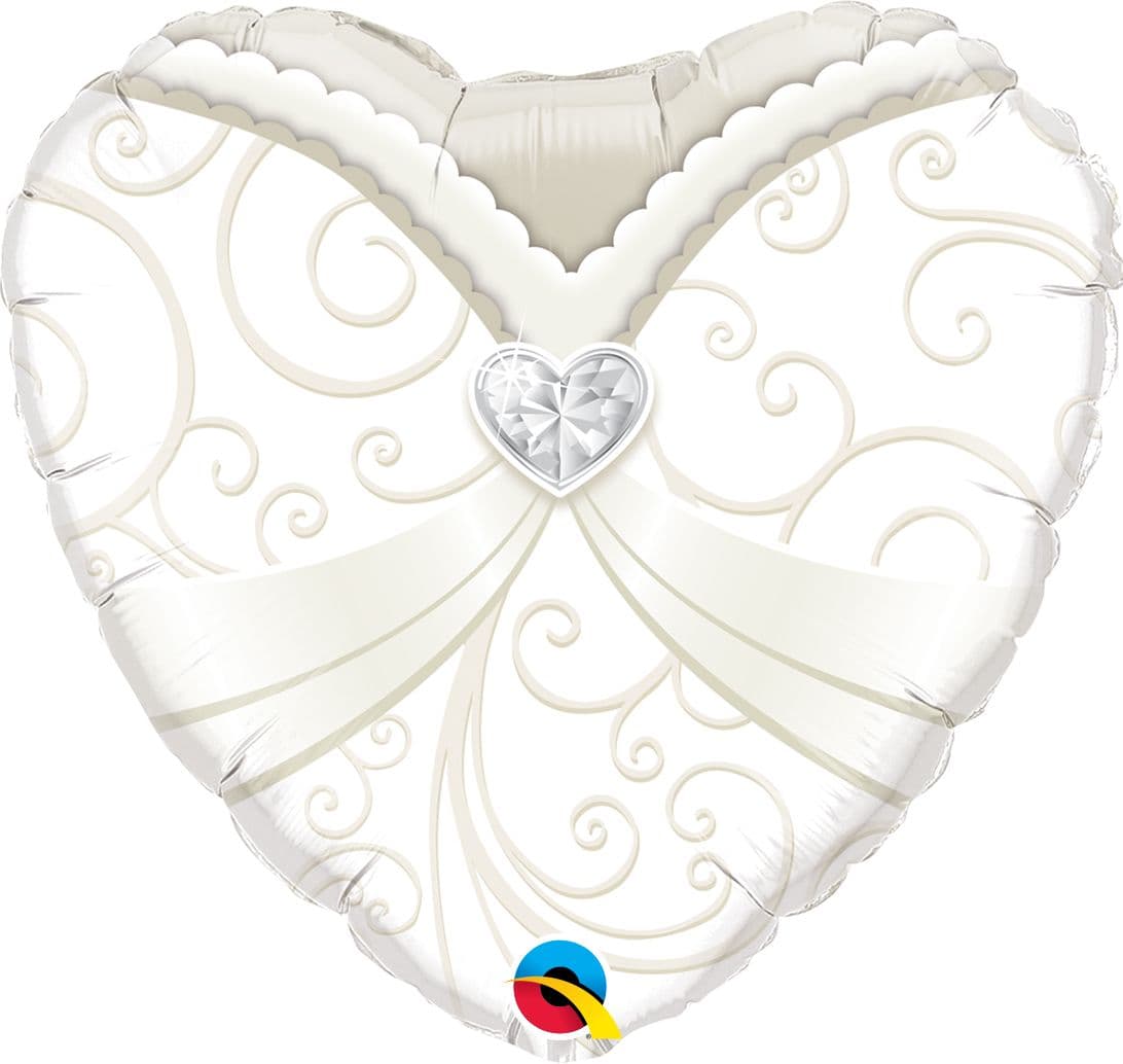 18 INCH FOIL HRT WEDDING GOWN 1CTP