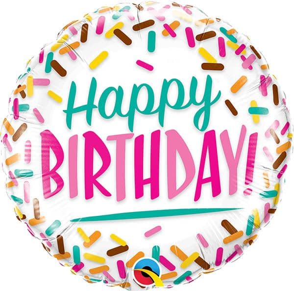 18 INCH FOIL RND BIRTHDAY SPRINKLES 1CTL