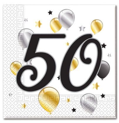 Milestone 50 Bday Balloon & Str Two Ply Npk 20ct