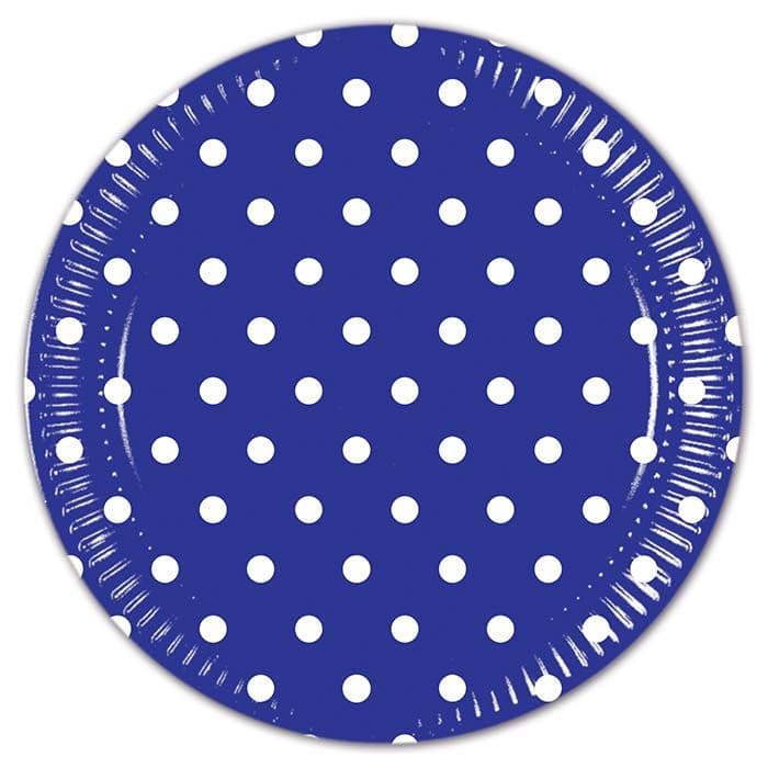 BLUE ROYAL DOTS PAPER PLATE LARGE 23CM 8CT