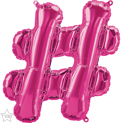 16 IN FOIL HASHTAG MAGENTA AIR FILLED 1CTP