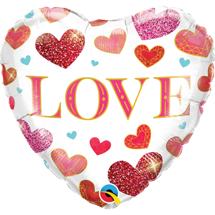 18 INCH FOIL HRT LOVE JEWEL HEARTS 1CTP