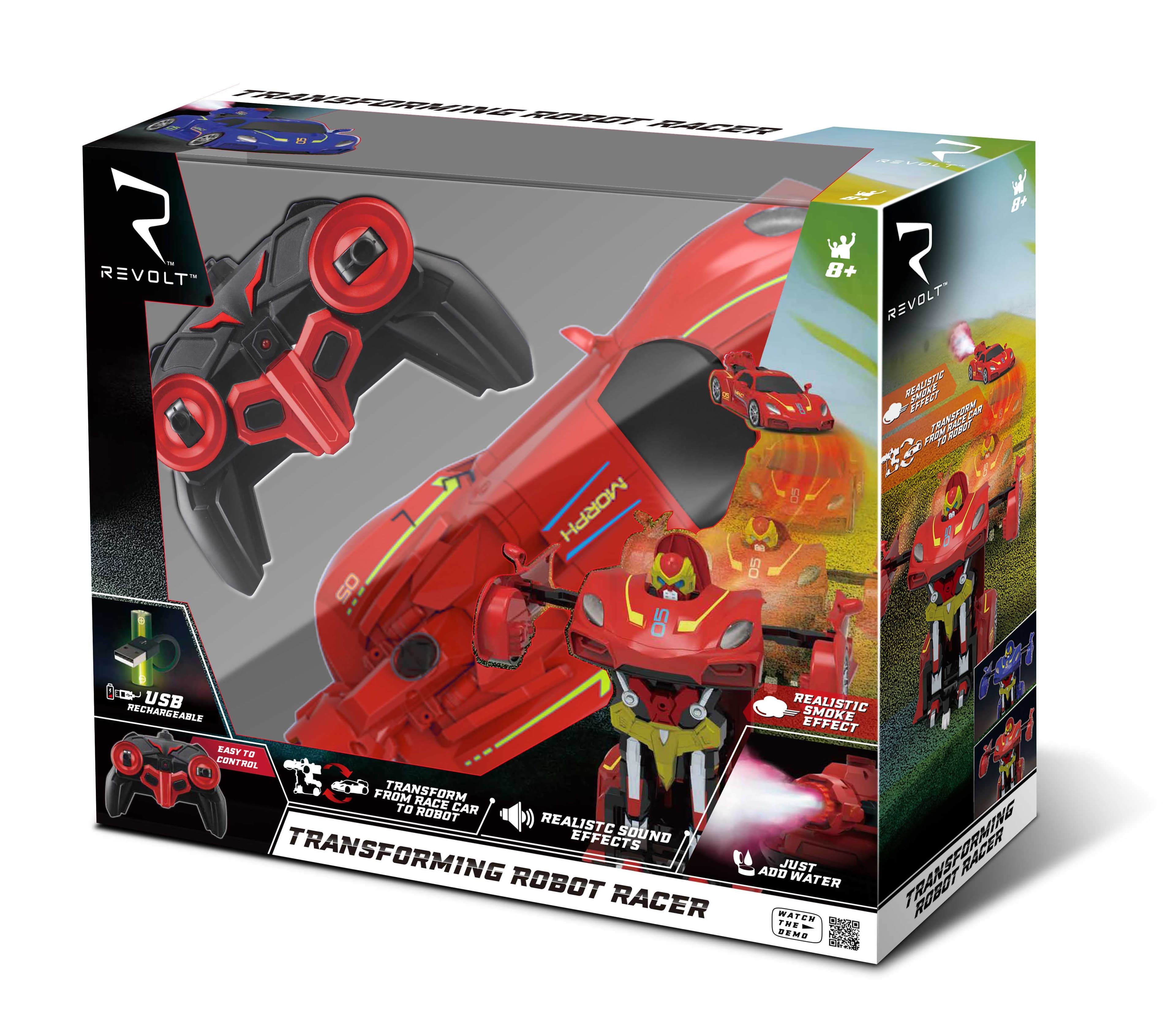 REVOLT TRANSFORMING ROBOT CAR RED RC