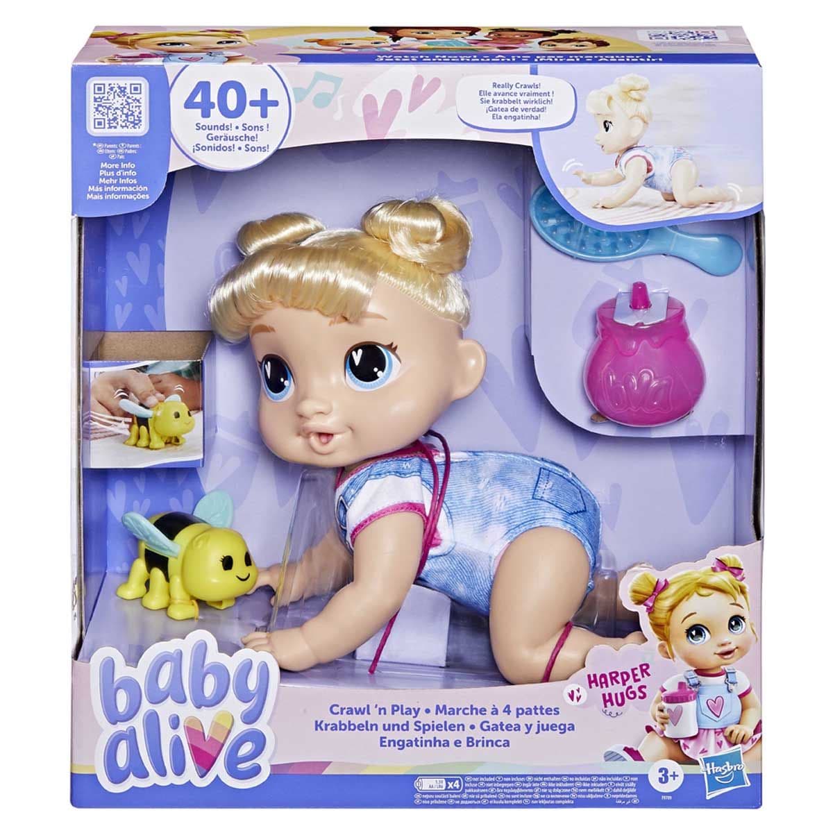 BABY ALIVE CRAWL N PLAY BLONDE HAIR HARPER