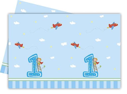 BOY FIRST BDAY PLASTIC TABLECOVER 120X180CM 1CT