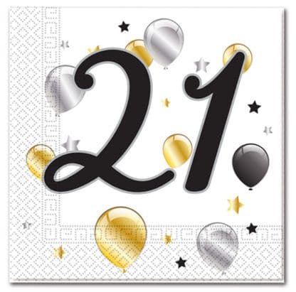 MILESTONE 21 BDAY BALLOON & STR TWO PLY NPK 20CT