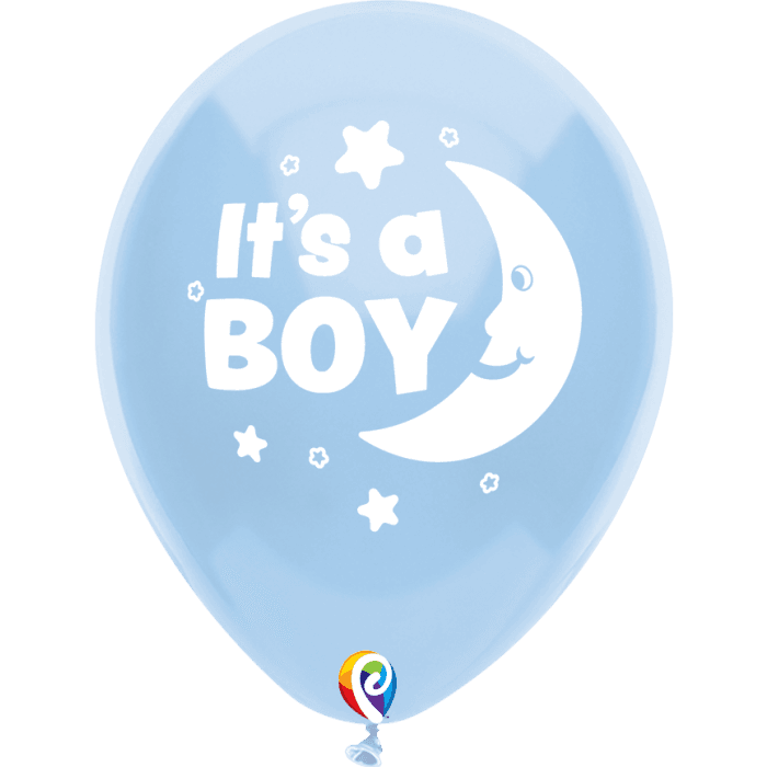 FS 9 INCH LATEX IT’S A BOY MOON BABY BLUE 12CTP