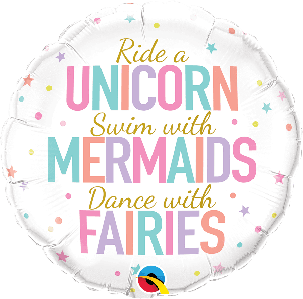 18 INCH FOIL RND UNICORNMERMAIDSFAIRIES 1CTP