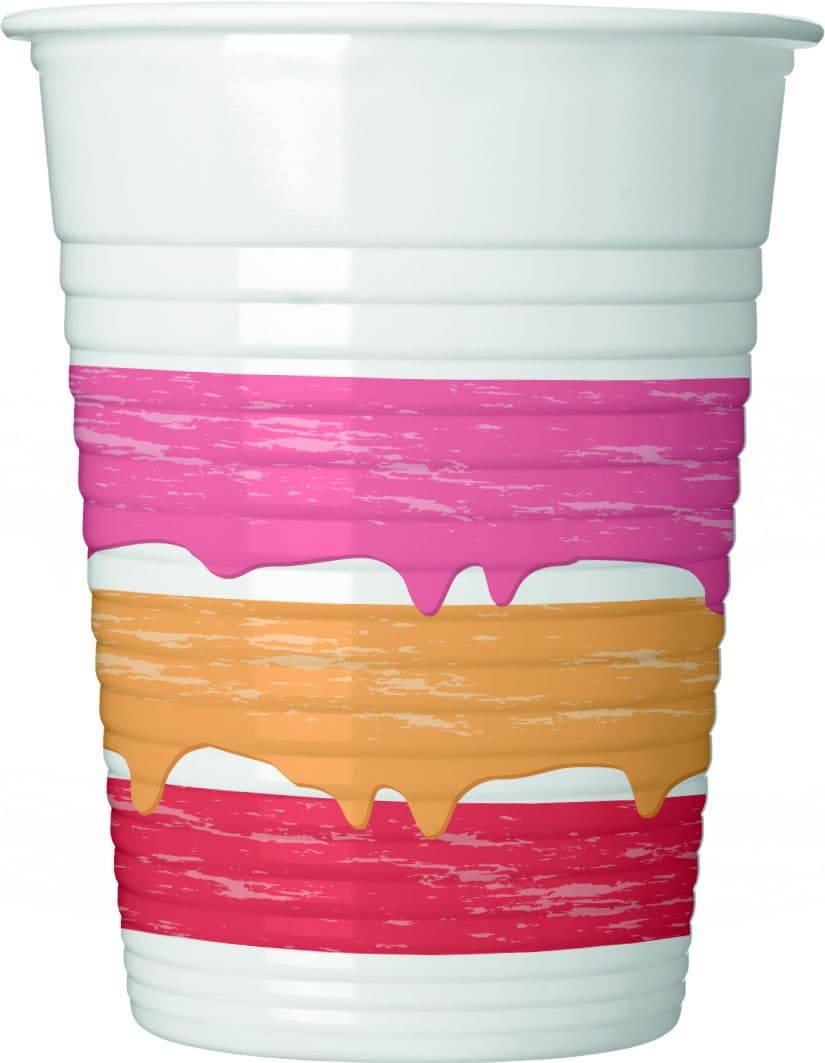 BIRTHDAY CAKE PLASTIC CUPS 200 ML 8CT