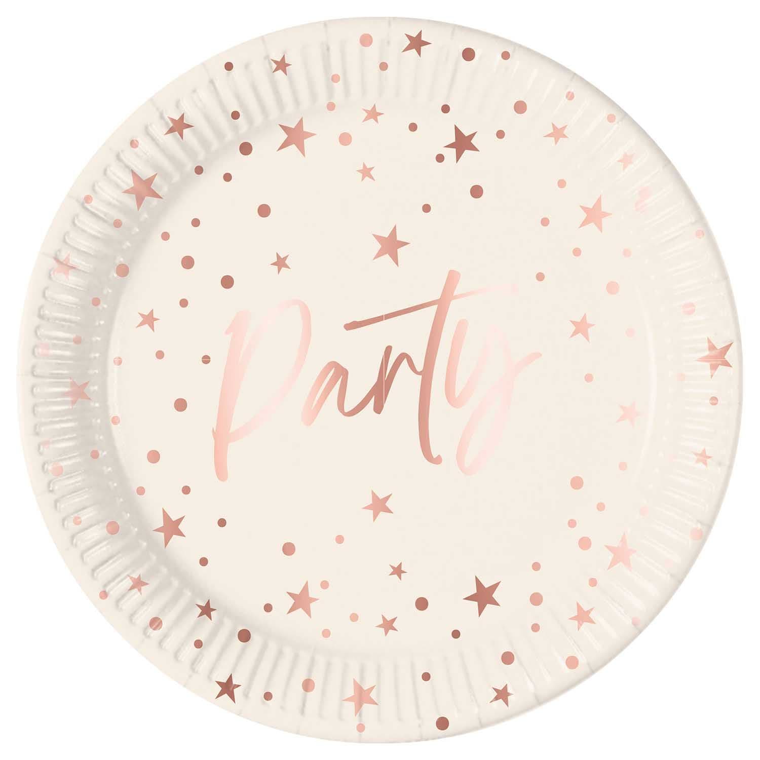 ROSE GOLD PAPER PLATES LARGE 23CM 8CT