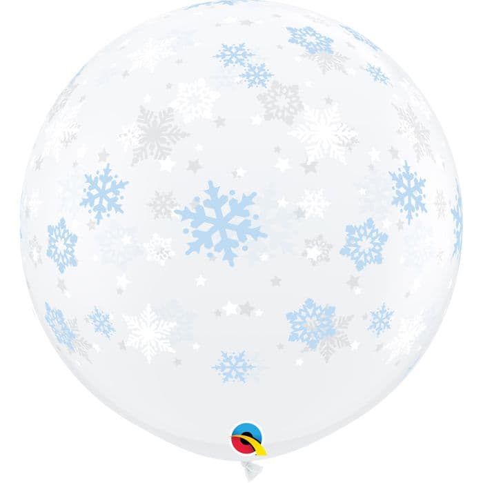 3 FT LATEX RND DECO WINTER SNOWFLAKES 2CTP