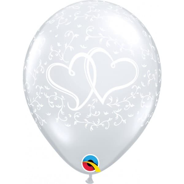11 INCH LATEX ENTWINED HEARTS DIAMOND CLEAR 50CTP