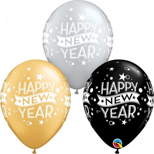 11 INCH LATEX AST NEW YEAR CONFETTI DOTS 50CTP
