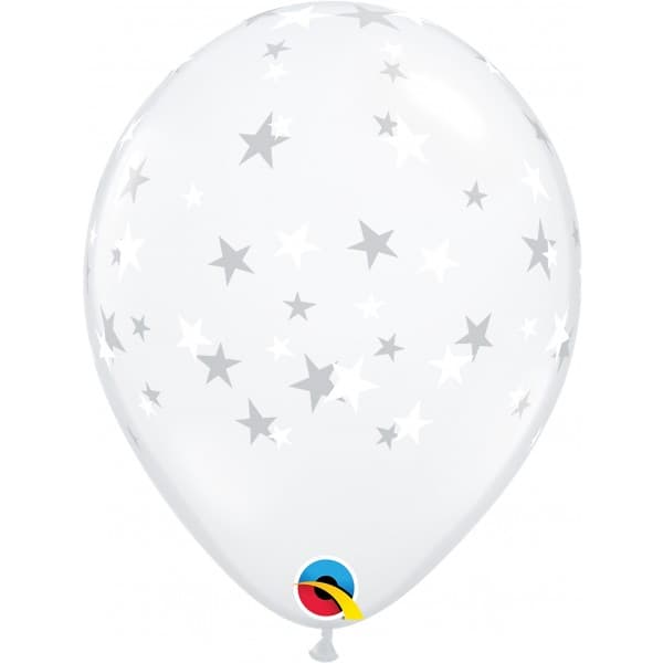 11 INCH LATEX RND CONTEMPO STARS WHITE 50CTP