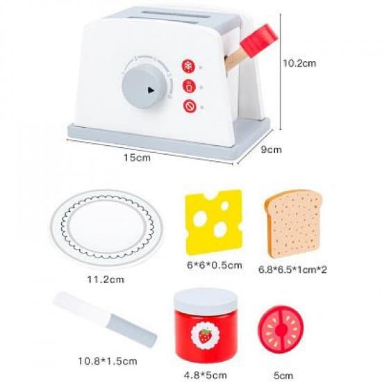 WOODEN KITCHEN TOASTER PLAY SET FOR KIS