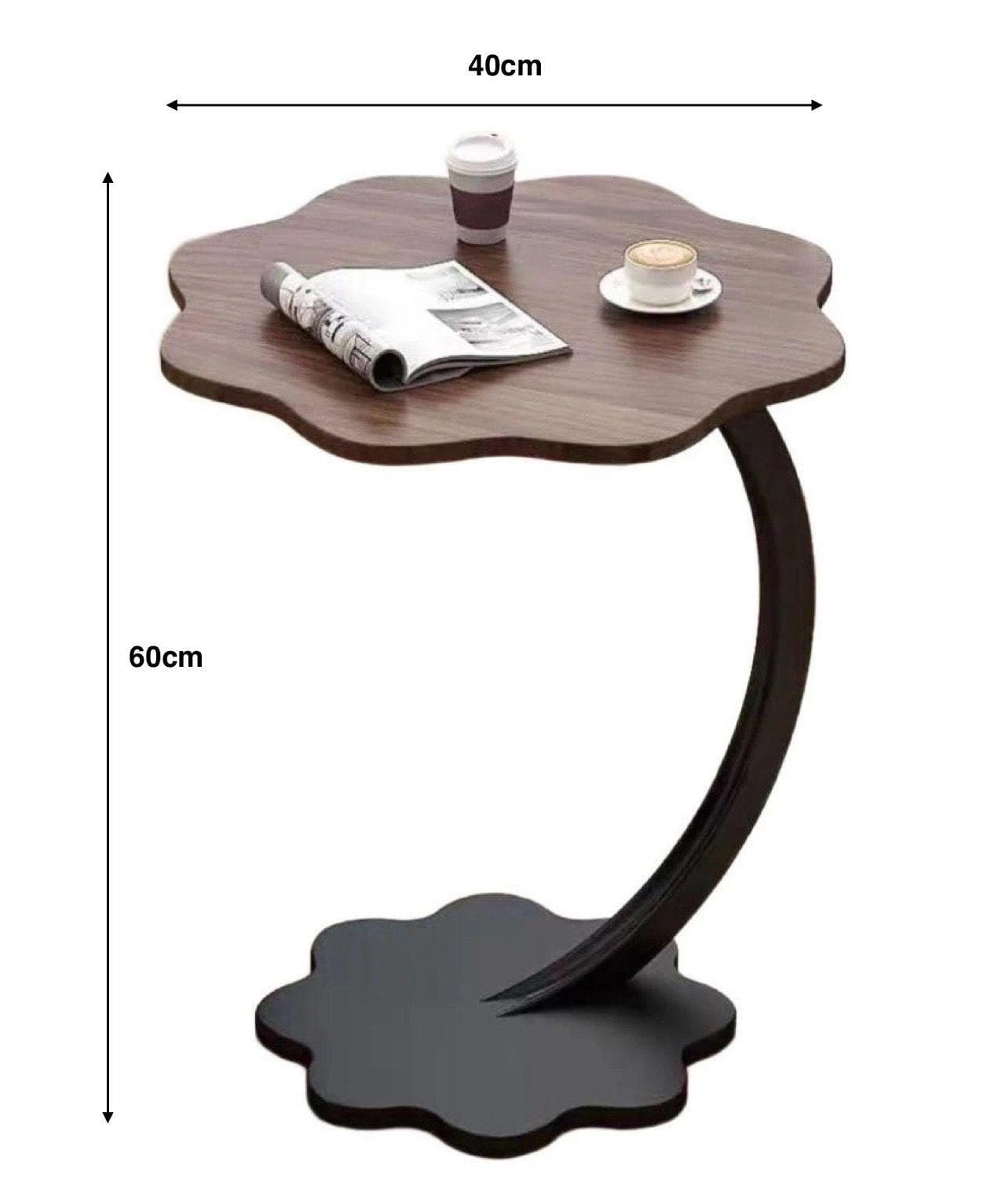 C Shaped Couch Side Table Flower Design