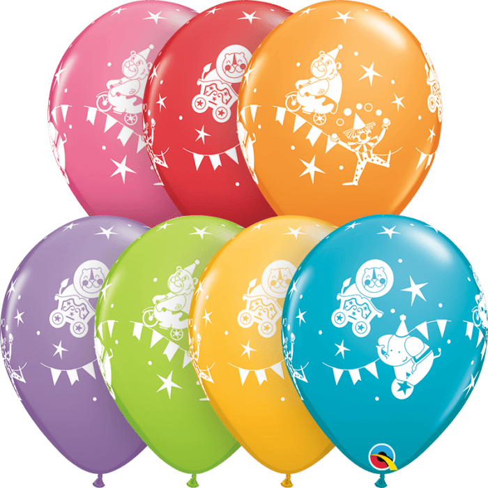 11 Inch Latex Round Festive Assorted Circus Parade 50pc