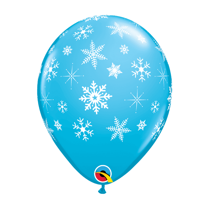 11 Inch Latex round Snowflakes & Sparkles 50pc