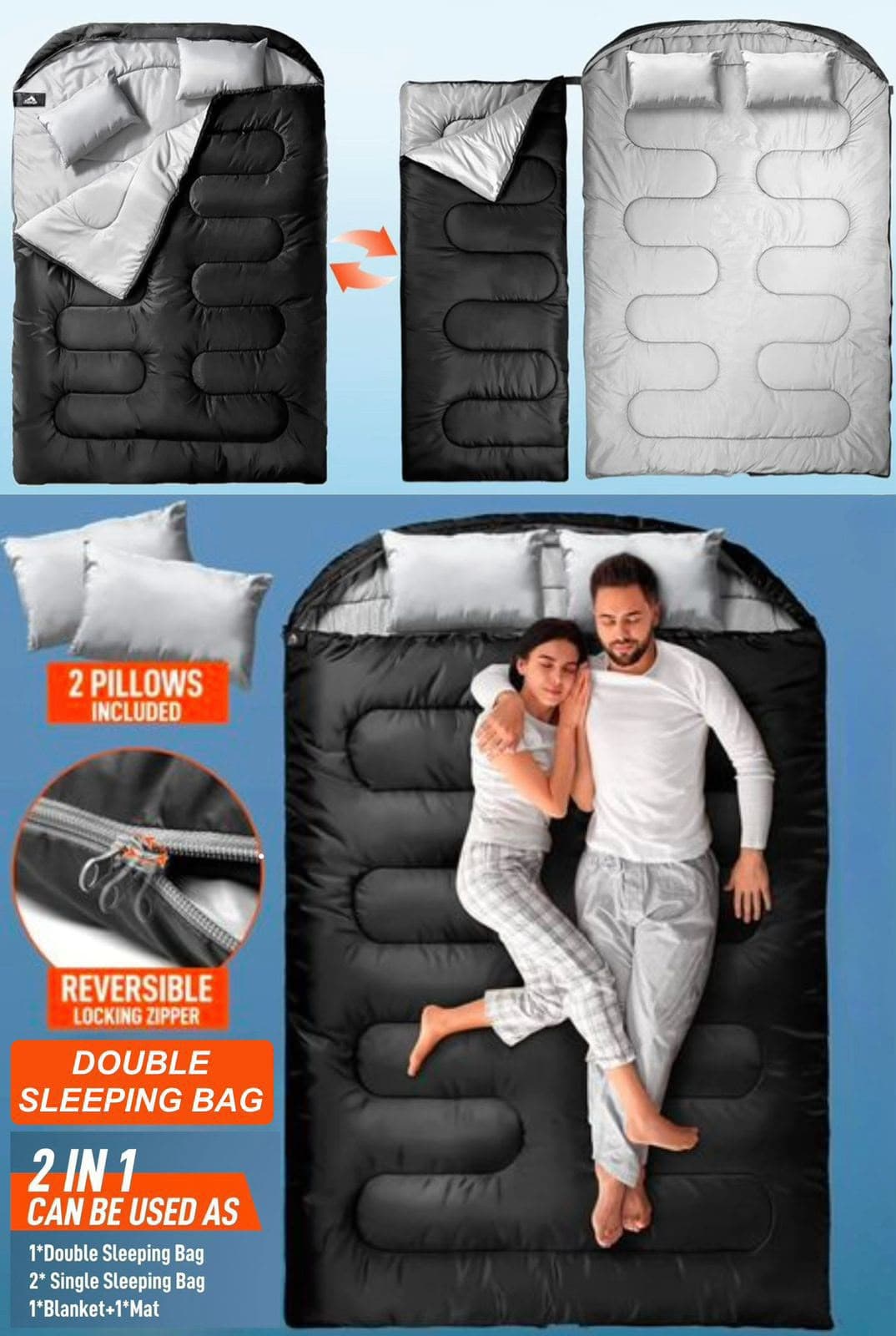 DOUBLE SLEEPING BAG 2 IN 1