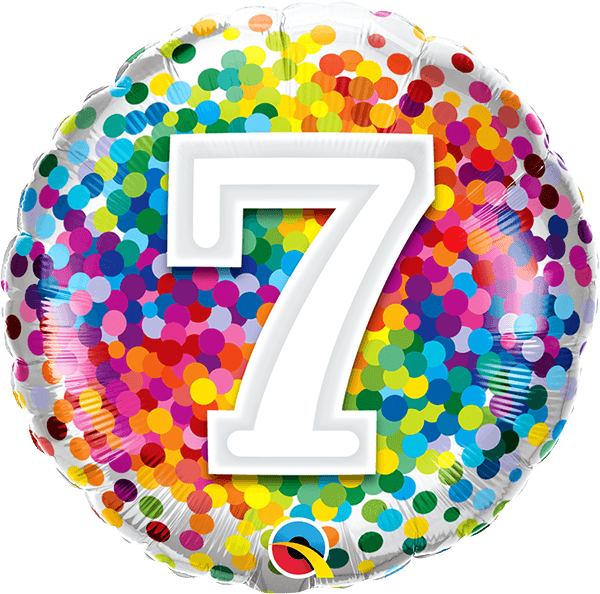 18 INCH FOIL AGE 7 RAINBOW CONFETTI 1 CTP